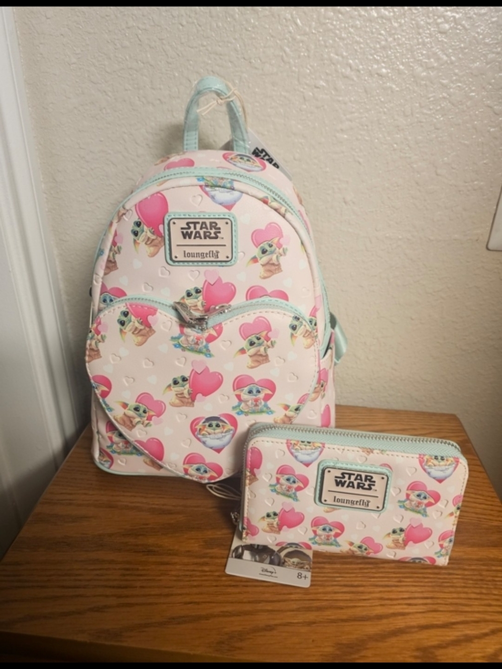 Loungefly Star Wars Grogu Valentine's Day Mini Backpack & Matching Wallet